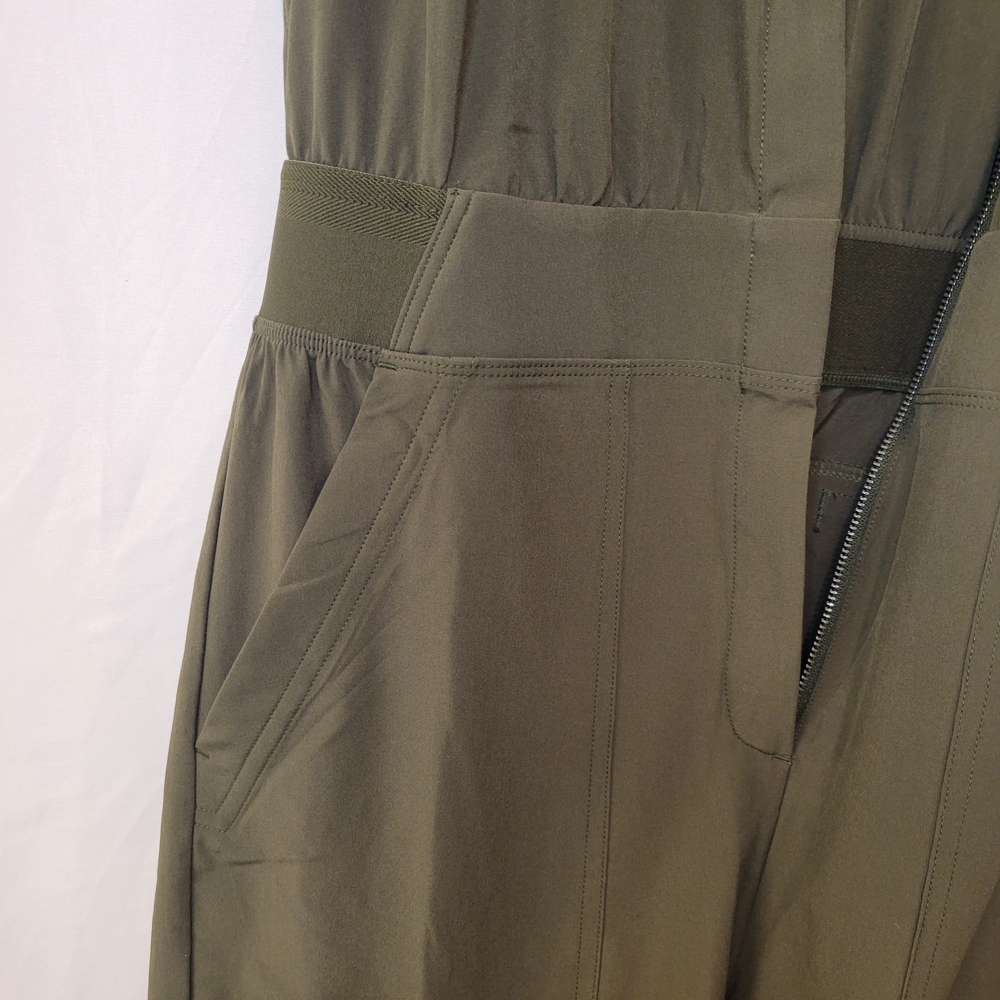Athleta Dark Green Sleeveless Jumpsuit Size 6 *Missing Zipper Slider - Picture 2 of 6